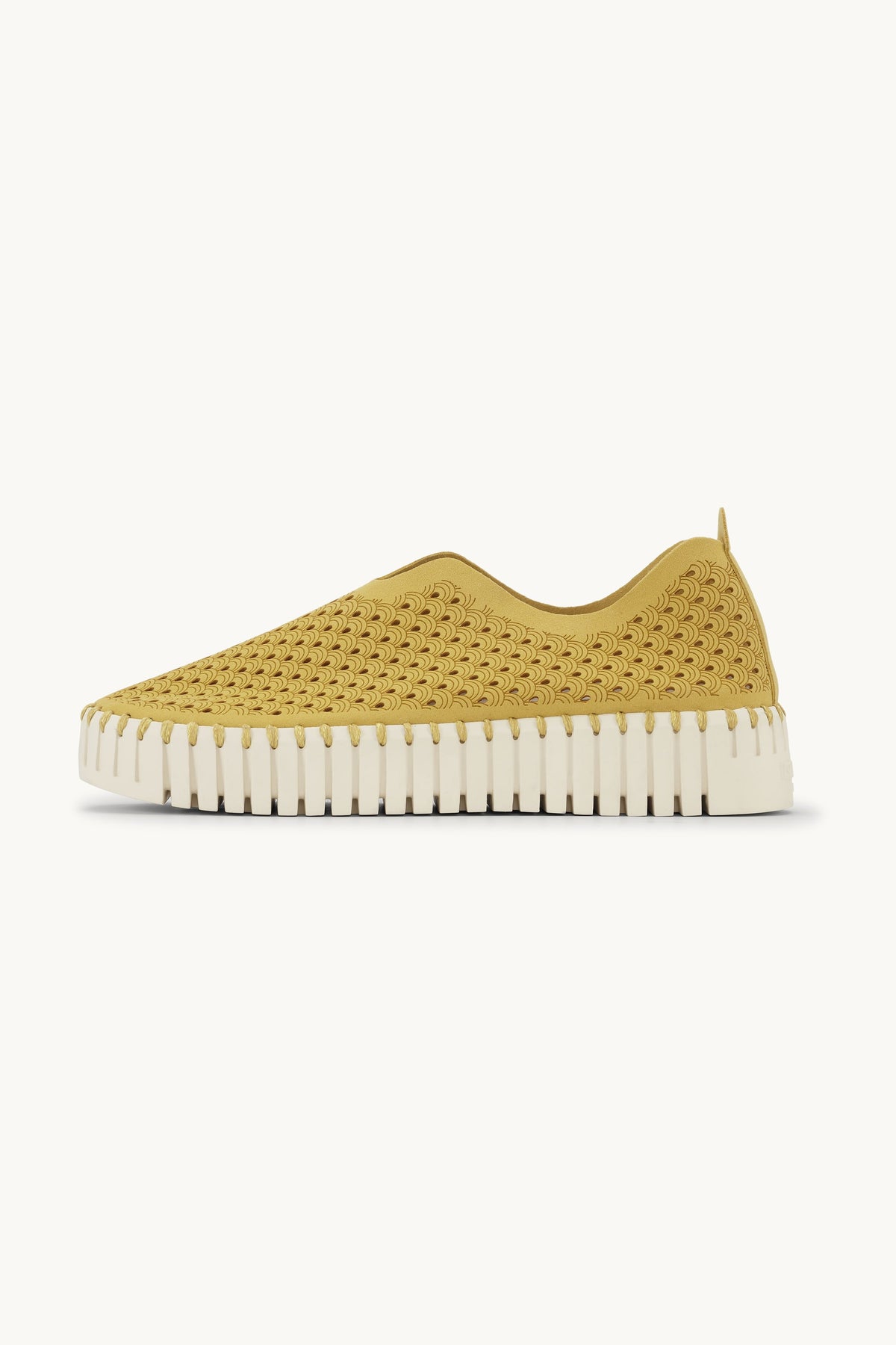 Laser-cut Slip-on Shoes on Platform Sole - Golden Rod