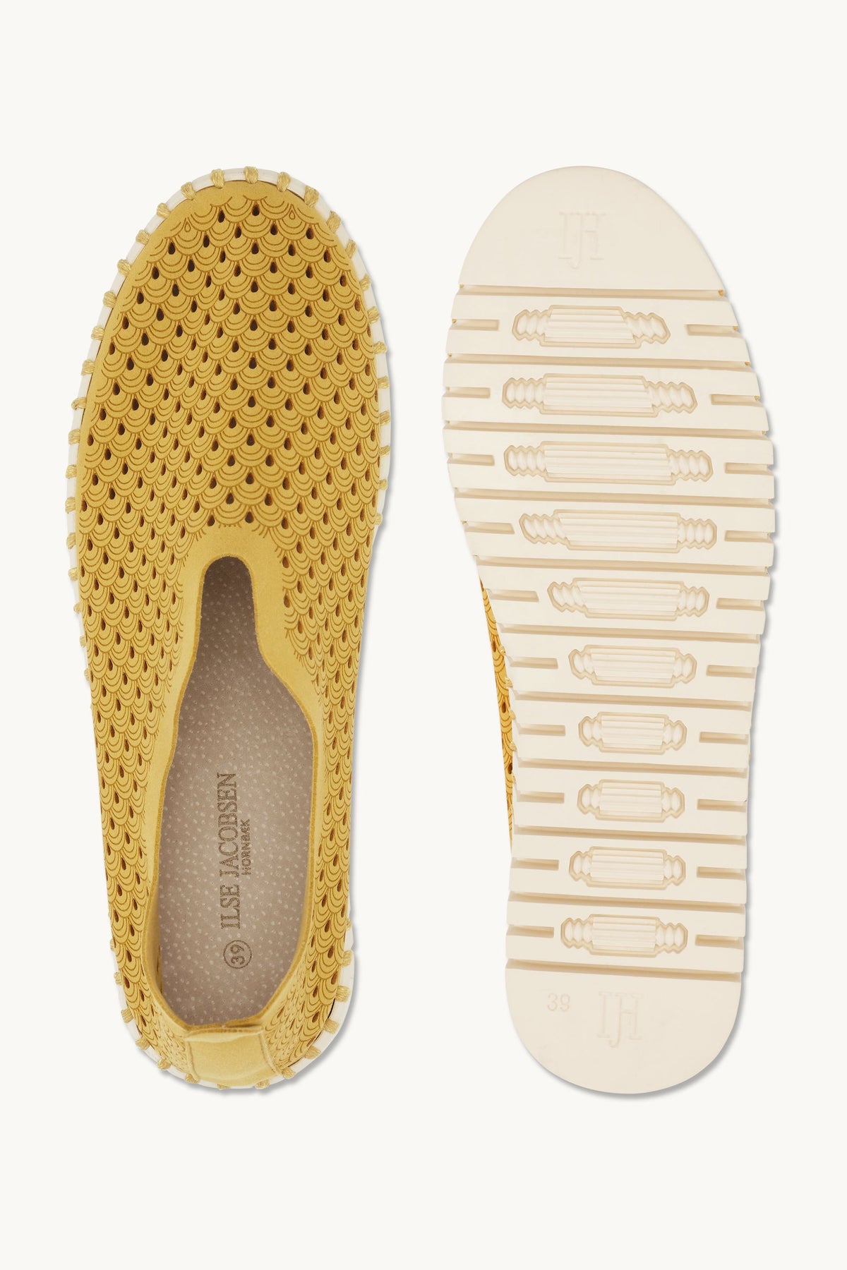 Laser-cut Slip-on Shoes on Platform Sole - Golden Rod