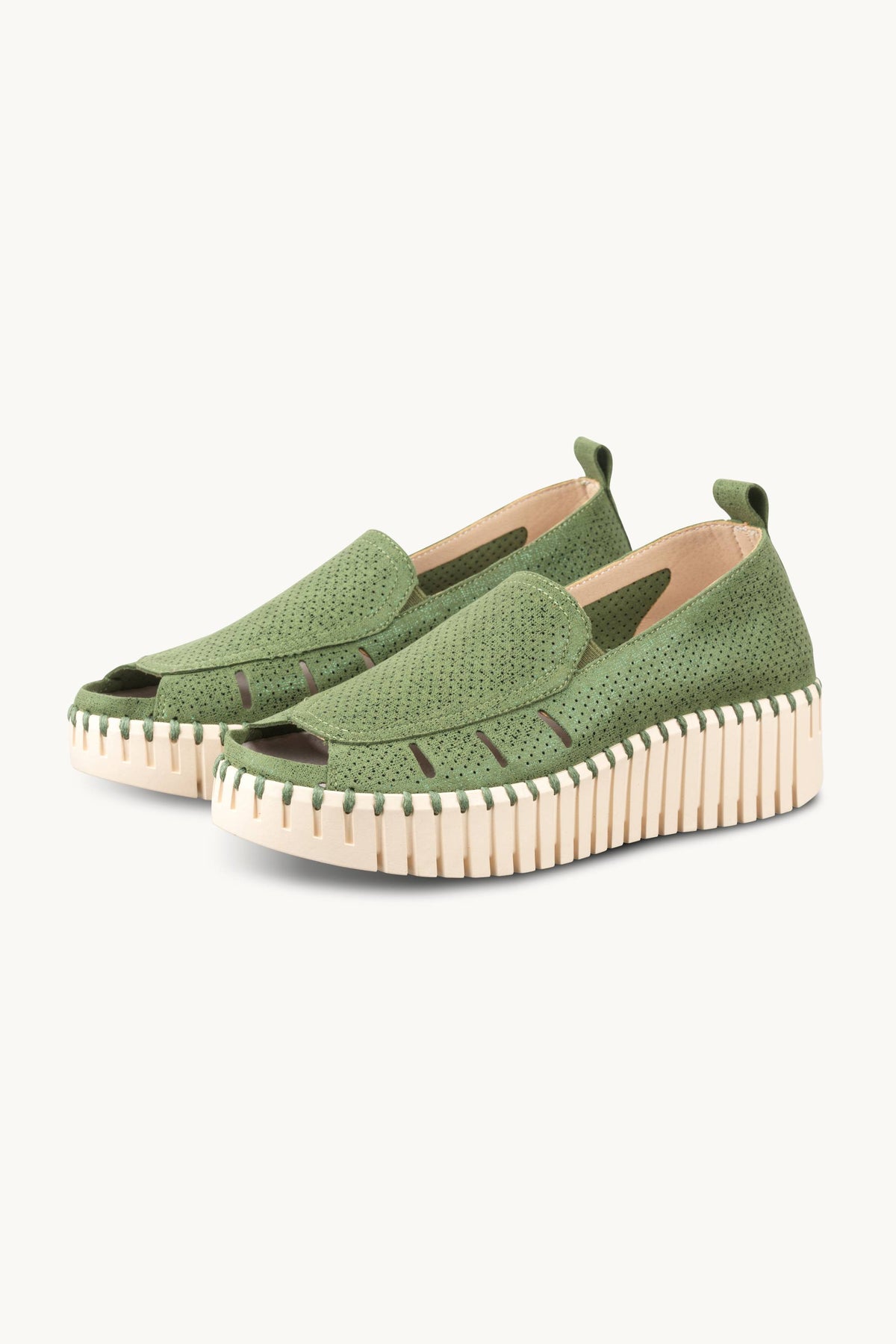 Tulip Sandal in Glitter - Artichoke Green Pearled Ivory