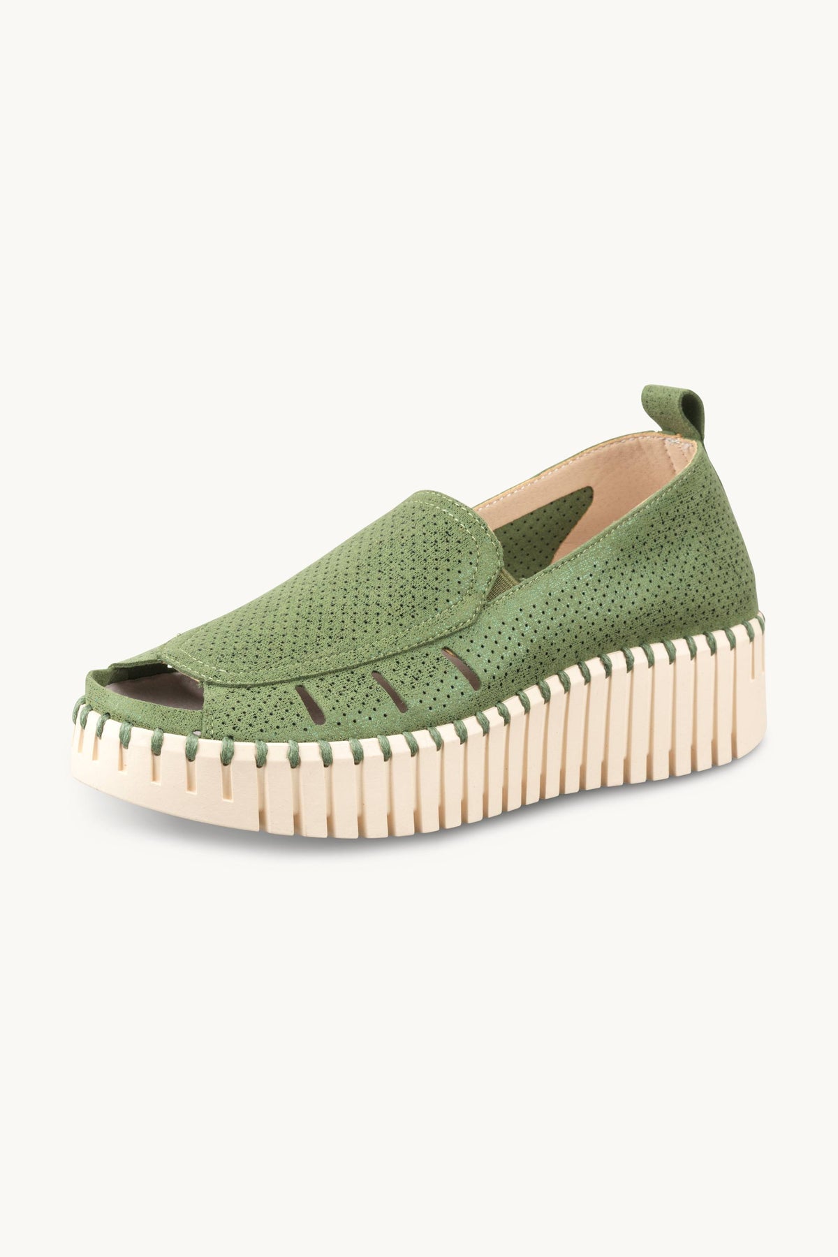 Tulip Sandal in Glitter - Artichoke Green Pearled Ivory